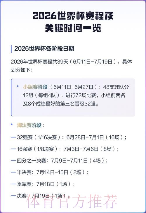 2026世界杯赛程一览赛事详情免费观看